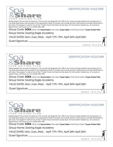Spa & Share at Mario Tricoci and support Soaring Eagle Academy header image