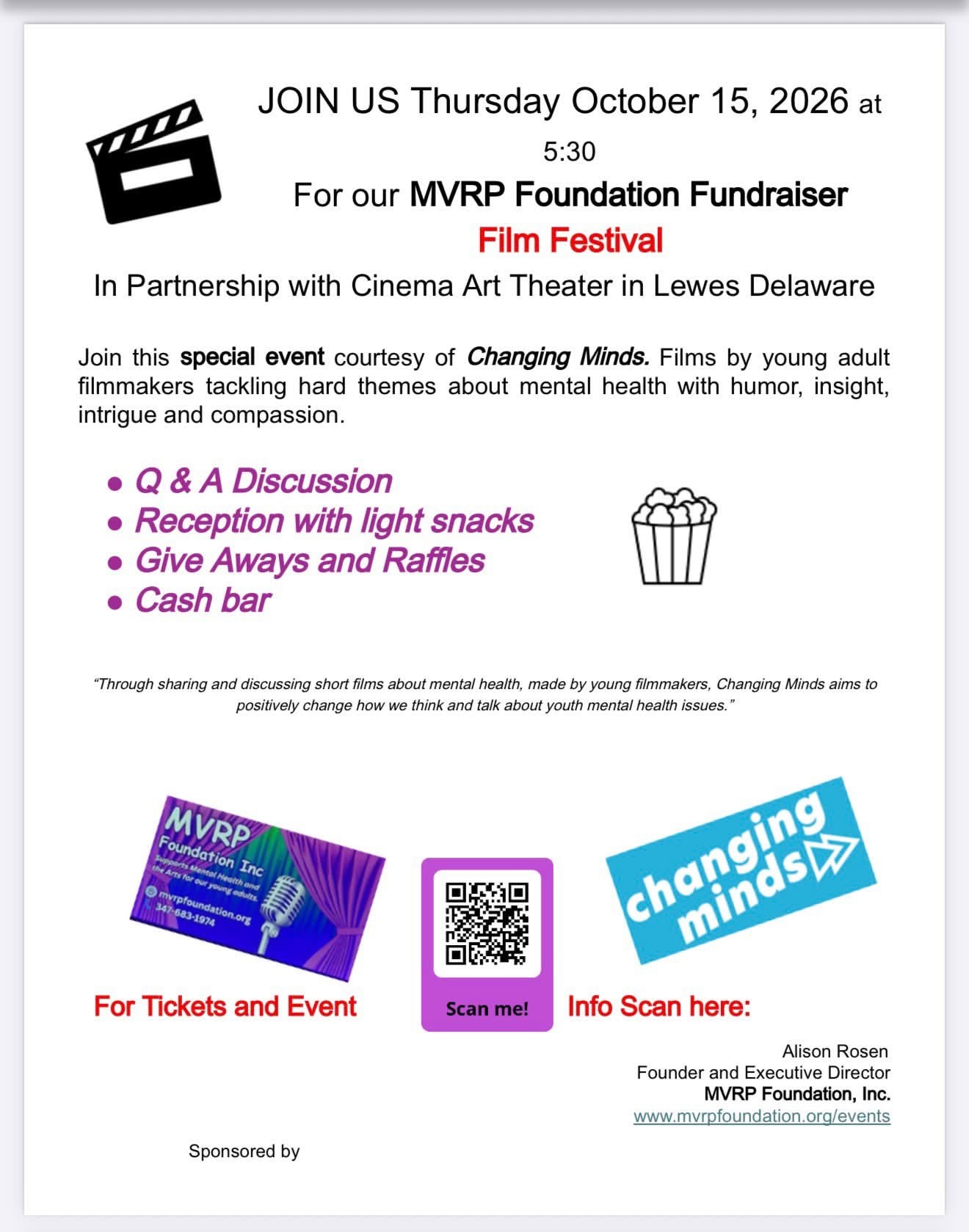 MVRP Film Festival Fundraiser Supporting Mental Health and Young Artists header image