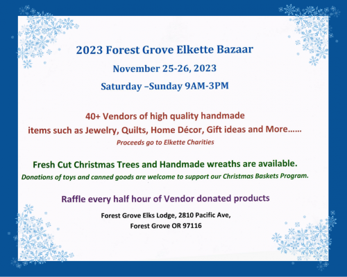 2023 Forest Grove Elkette Bazaar header image