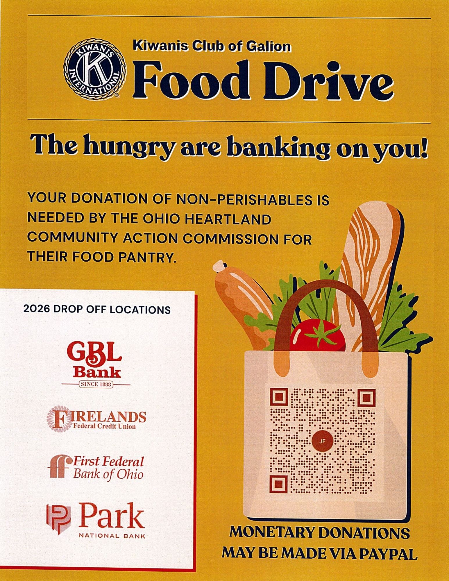 Kiwanis Club of Galion Food Drive header image