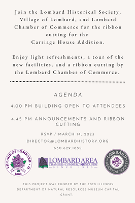 Lombard Historical Society Carriage House Ribbon Cutting header image