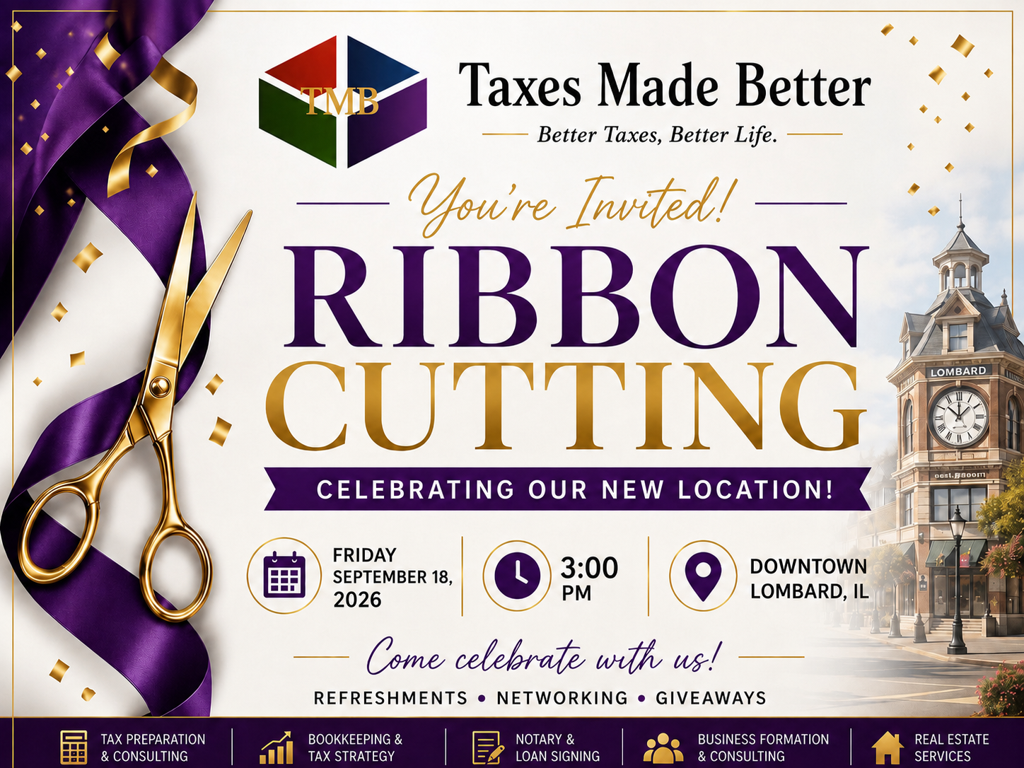2026 Ribbon Cutting - Taxes Made Better header image
