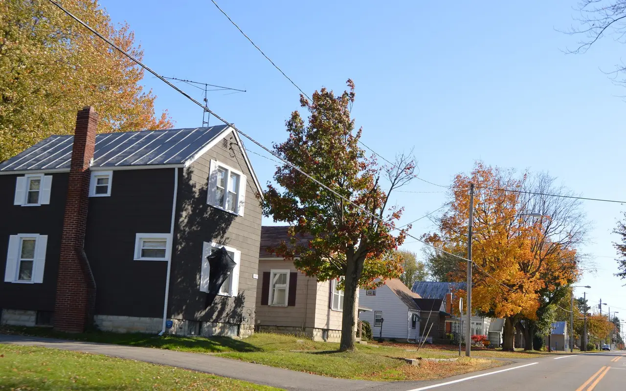 Main Street in North Robinson, Ohio, in autumn