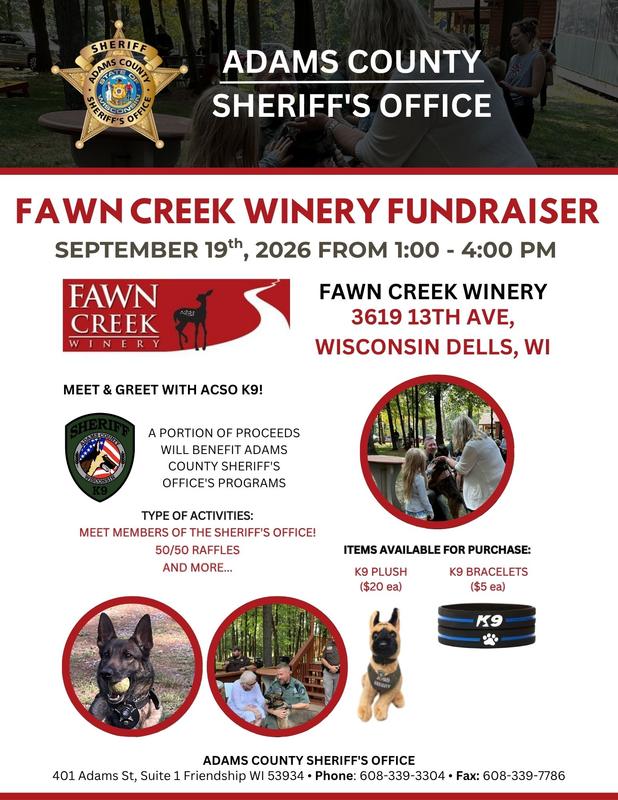 Fawn Creek Winery K9 Fundraiser header image