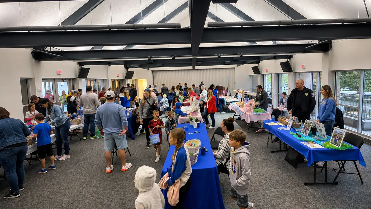 Families and local organizations at a Sunnyvale Chamber community event