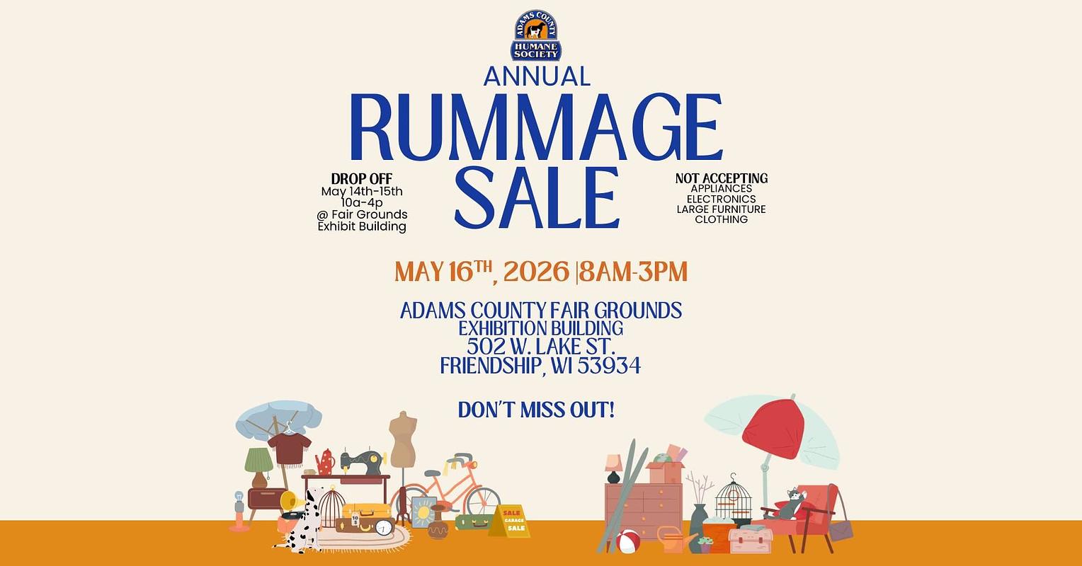 Adams County Humane Society Annual Rummage Sale header image