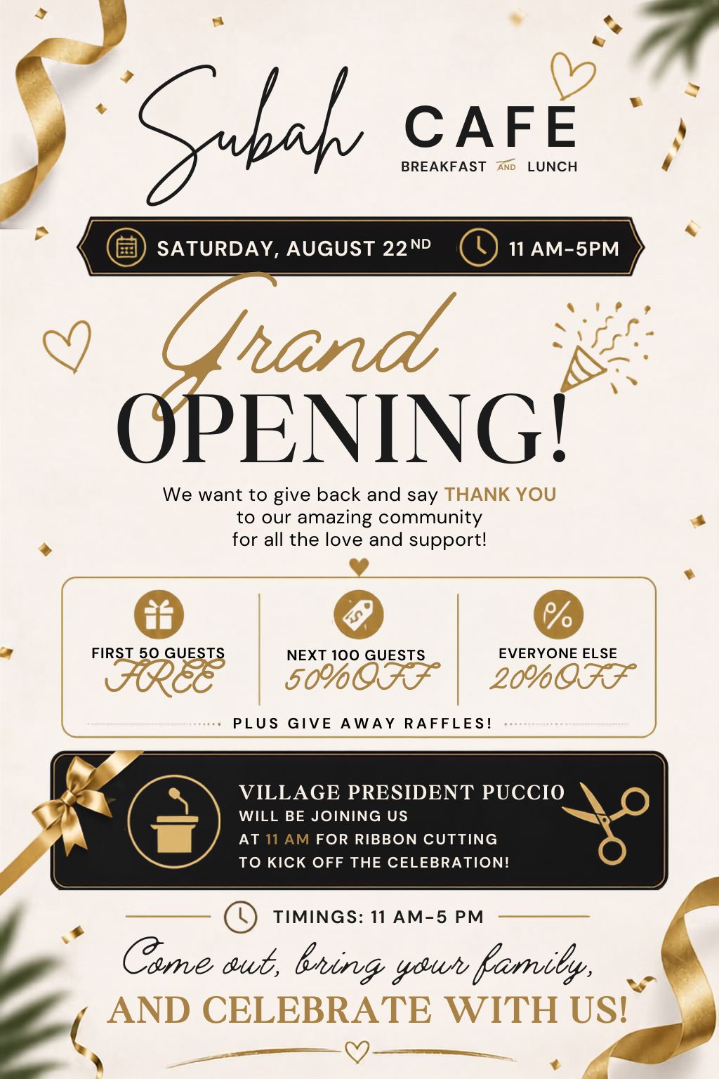 2026 Ribbon Cutting - Subah Cafe header image
