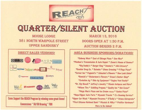 REACH Benefit Silent Auction & Quarter Auction header image