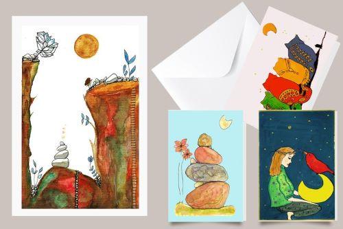 Greeting Cards & Illustrations in Gouache with Mona header image