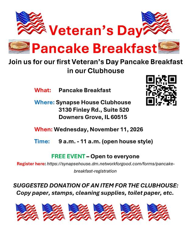 Veterans Day Pancake Breakfast at Synapse House header image