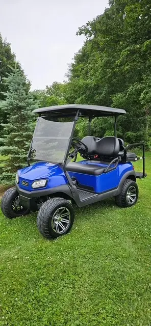 Blue street-legal golf cart giveaway prize