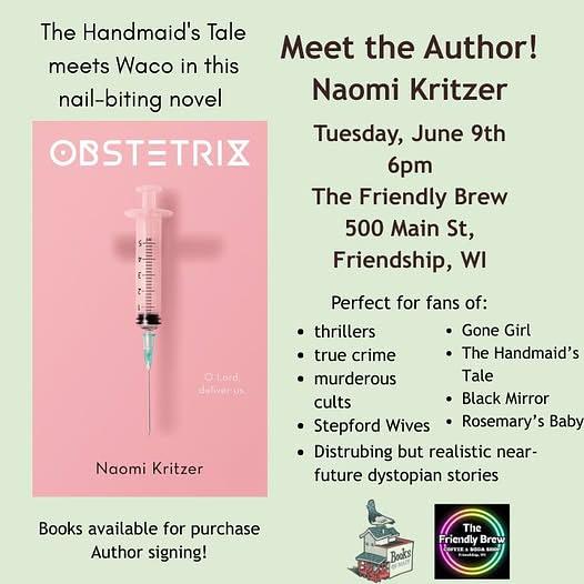 Author Event: Obstetrix by Naomi Kritzer header image