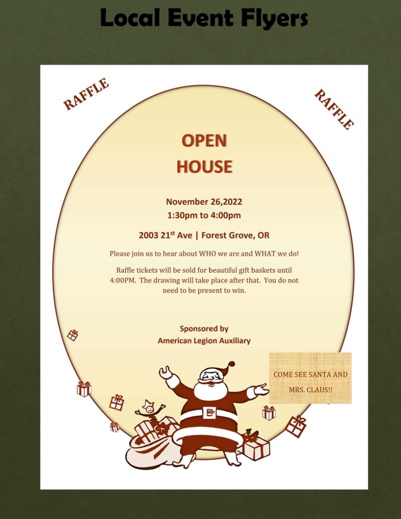 American Legion Auxillary Open House header image