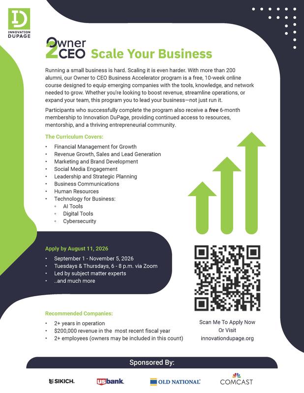 Innovation DuPage Owner2CEO — Scale Your Business Free 10-Week Course header image