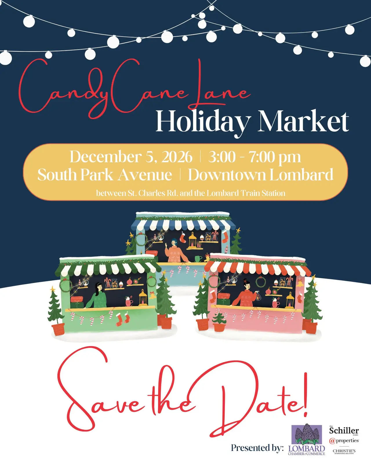 Visitors at Candy Cane Lane Holiday Market in Lombard