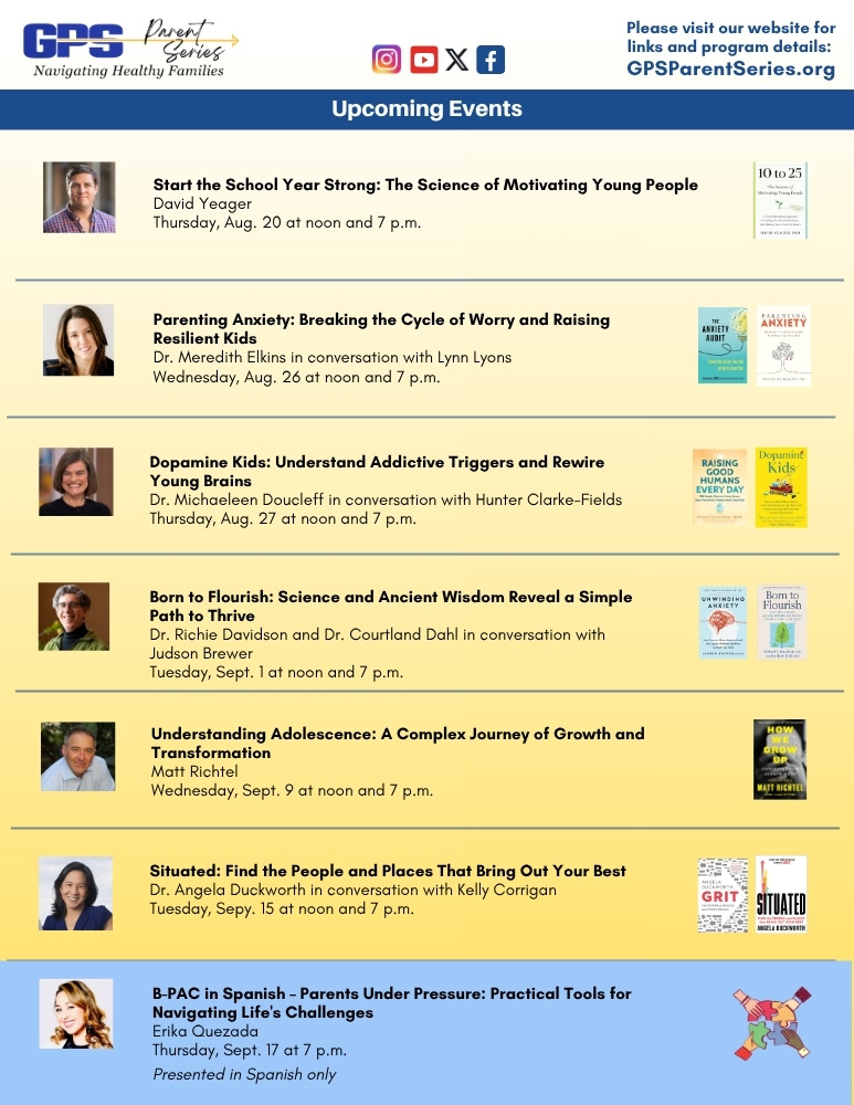 GPS Parent Series Events July - September 2026 header image