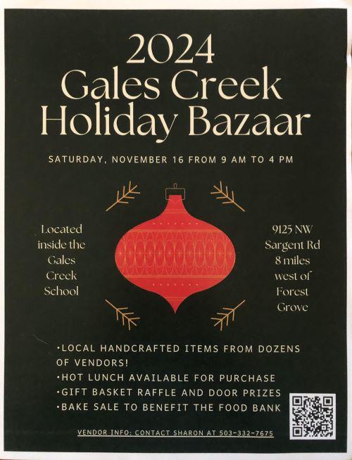 Gales Creek Holiday Bazaar header image