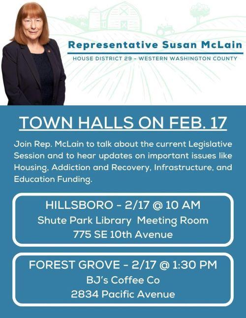 Rep. Susan McLain Town Halls header image