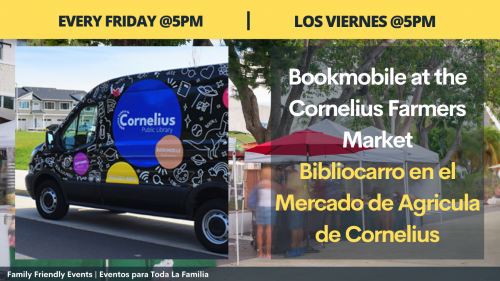 Bookmobile at the Cornelius Farmers Market header image