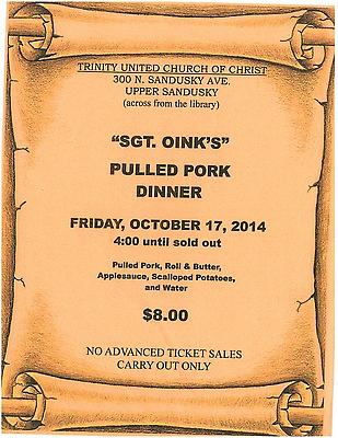 Sgt. Oinks Pulled Pork Dinner at Trinity Church of Christ header image