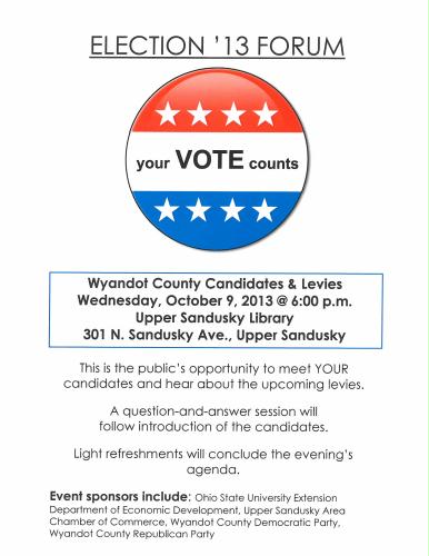 Election '13 Forum Wyandot County Candidates & Levies header image