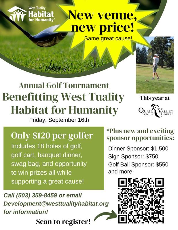 West Tuality Habitat for Humanity Golf Tournament header image
