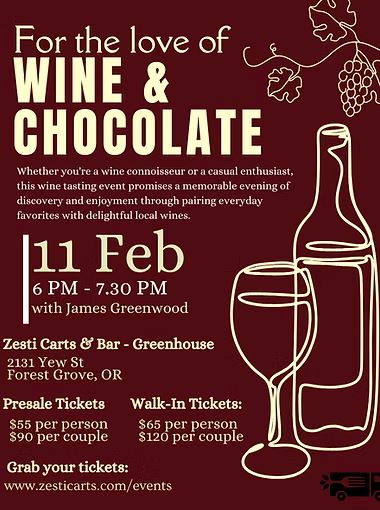 For The Love of Wine & Chocolate Wine Tasting header image