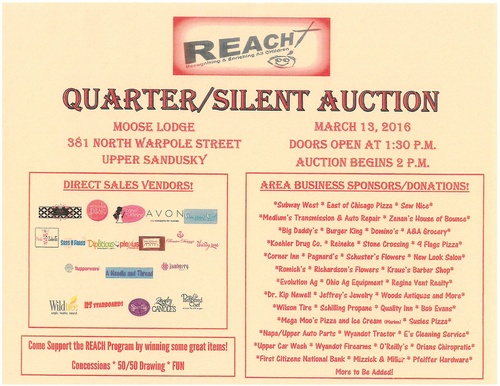 REACH Benefit Silent Auction & Quarter Auction header image