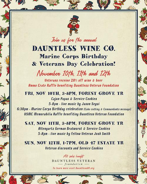 Dauntless Wine Co Veterans Day Celebration header image