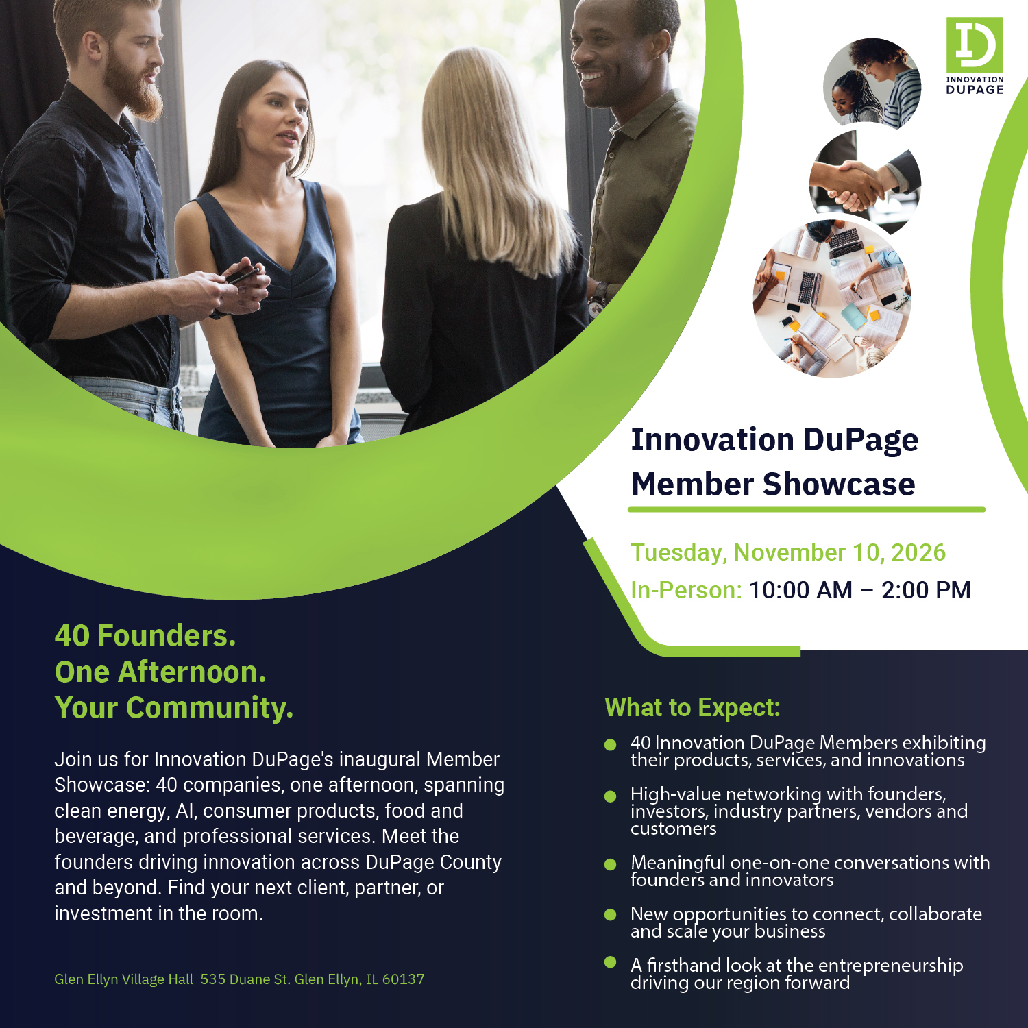 Innovation DuPage | 40 Founders | One Afternoon | Your Community header image