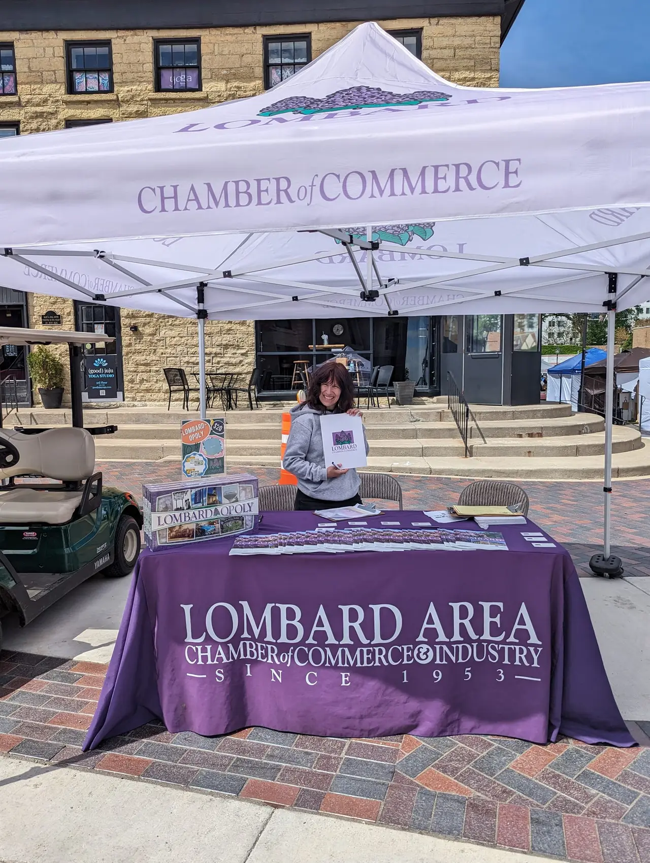 Lombard Area Chamber booth during a downtown community event