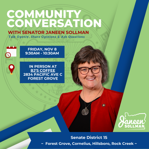Community Conversation with Senator Janeen Sollman header image