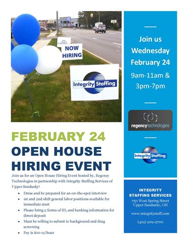 Open House and Hiring Event header image