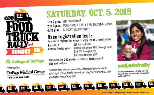 College of DuPage Food Truck Rally & Sunset 5K header image