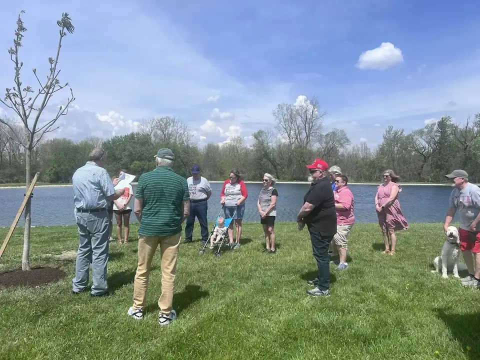 Community members attend Crestline’s Arbor Day tree planting ceremony.