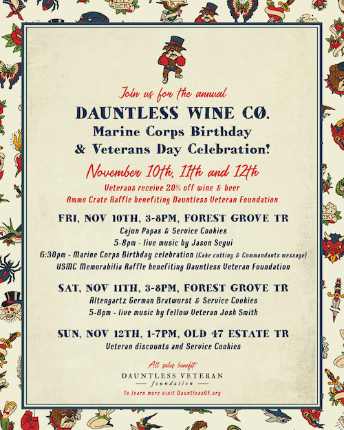 Dauntless Wine Co Veterans Day Celebration header image