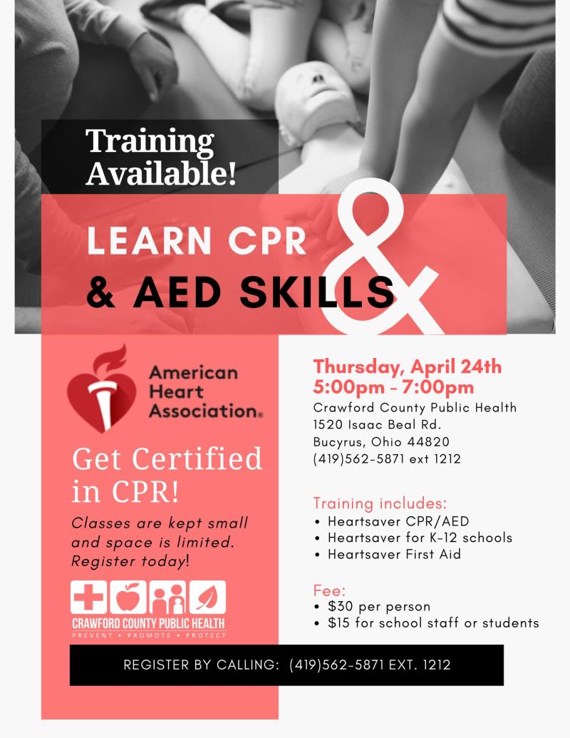 Crawford County Public Health: CPR & AED header image