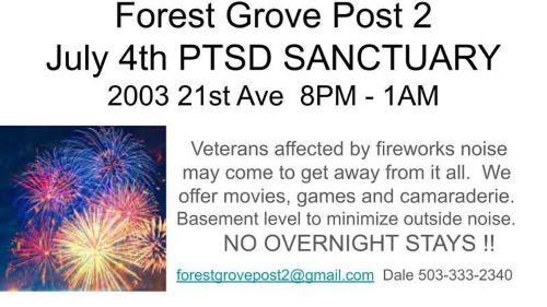 Forest Grove Post 2 July 4th PTSD Sanctuary header image
