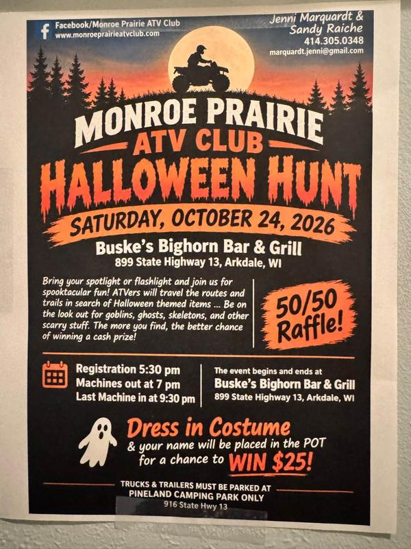 Monroe Prairie ATV Club Halloween Hunt  header image