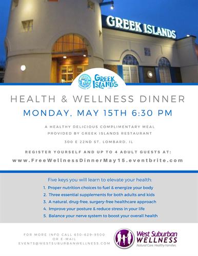 Our free wellness dinners are filled to capacity! Please join us! header image