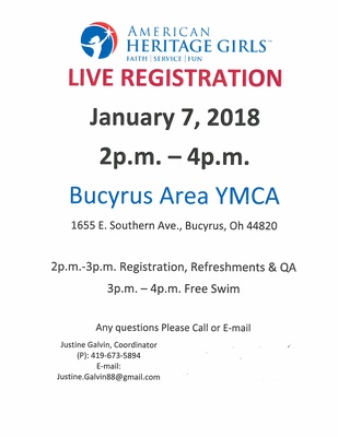 Bucyrus Area YMCA Live Registration header image