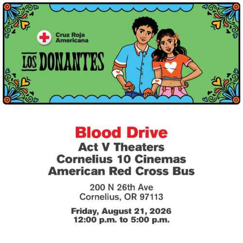 Cornelius Blood Drive event at the Movie theater! header image