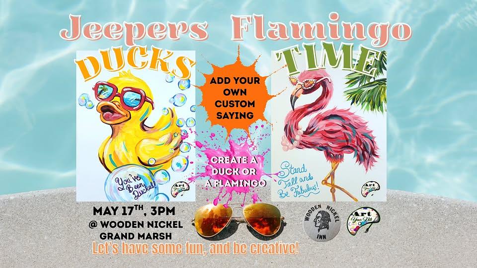 Jeepers Ducks and Flamingo Time: Art Your Night  header image