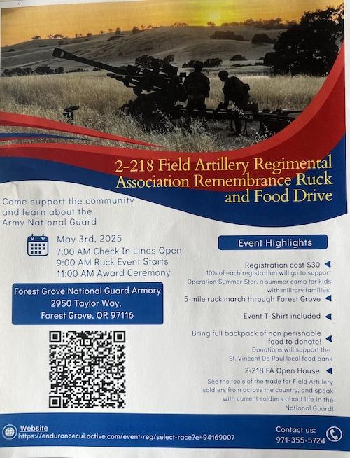 Field Artillery Regimental Association Remembrance FoodDrive header image