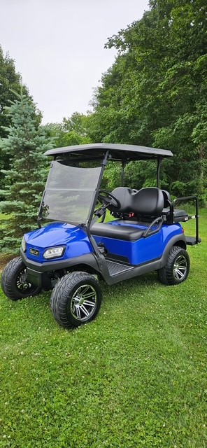 Blue street-legal golf cart giveaway prize