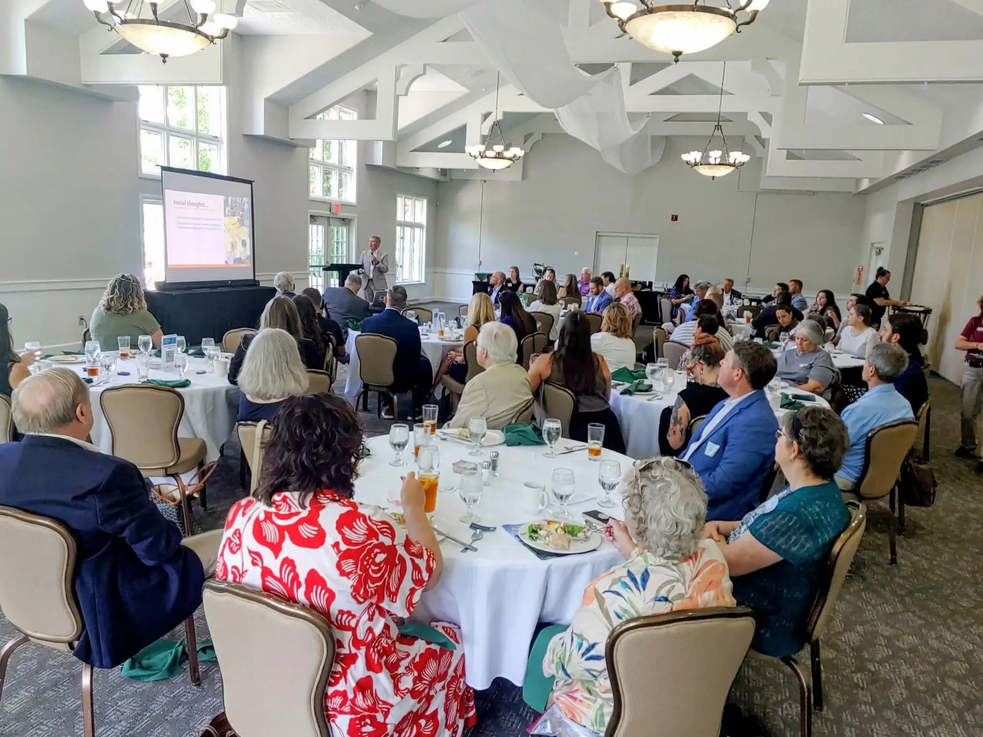 Chamber members listening to a presentation at an advocacy gathering