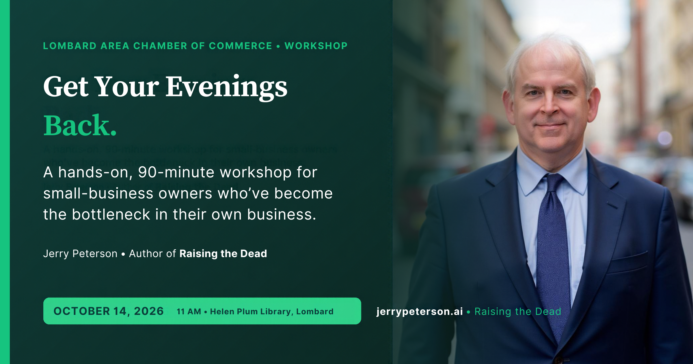 Get Your Evenings Back - Free Workshop for Lombard Chamber Members header image