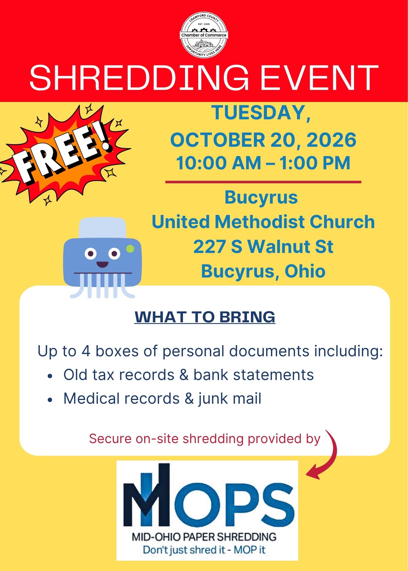 Bucyrus FREE Community Shred Day header image