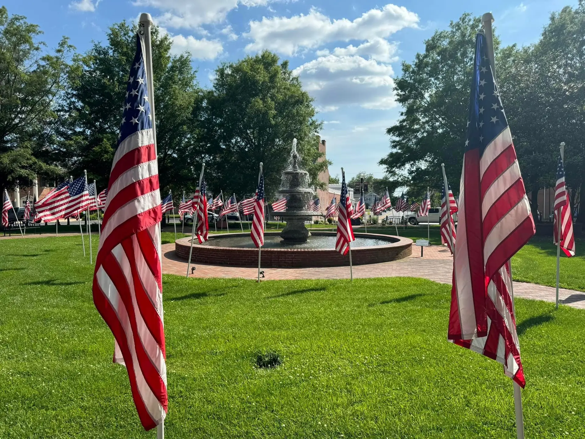 Flags around The Circle in Georgetown