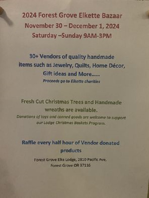 Forest Grove Elkette Bazaar header image